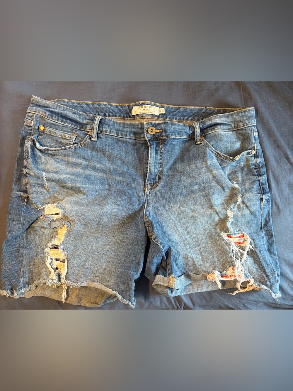 torrid Blue Distressed Boyfriend Denim Shorts